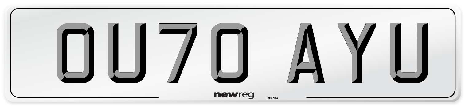 OU70 AYU Number Plate from New Reg